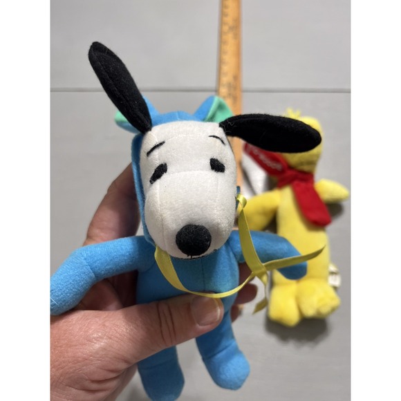 Peanuts Plush Snoopy Blue Bunny Outfit Easter 6" & Squeeky Woodstock - Picture 2 of 16
